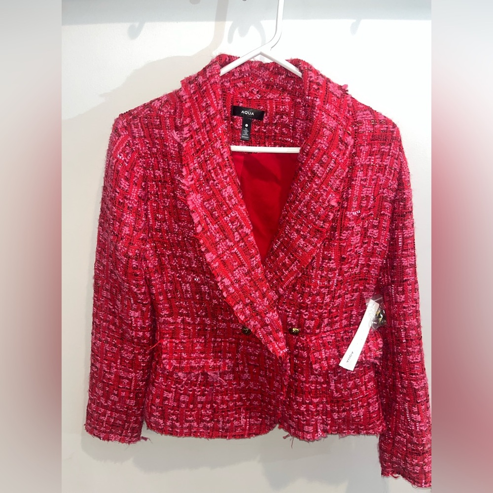 Bloomingdale’s EXCLUSIVE Aqua Women's Vibrant Red Tweed Blazer